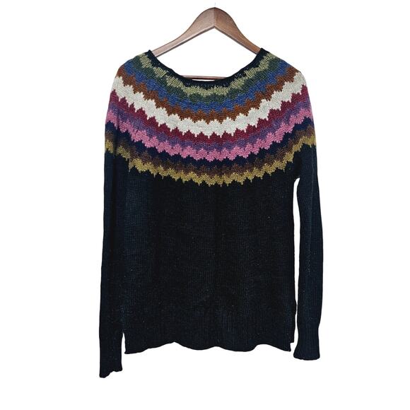 American Eagle Ahh-mazingly Soft Rainbow Yoke Fair Isle Crewneck Sweater Size M - Picture 4 of 9